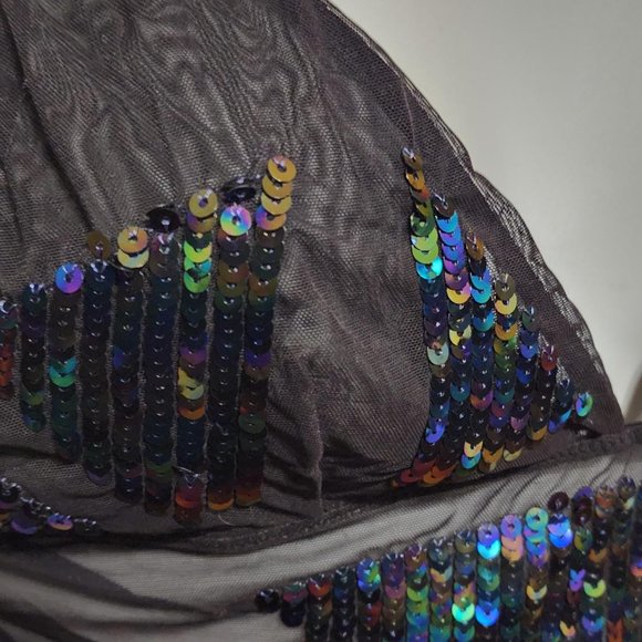 Sheer Chemise Lingerie Nightie Sheer Black VNeck Small Body by Victoria - Picture 2 of 4